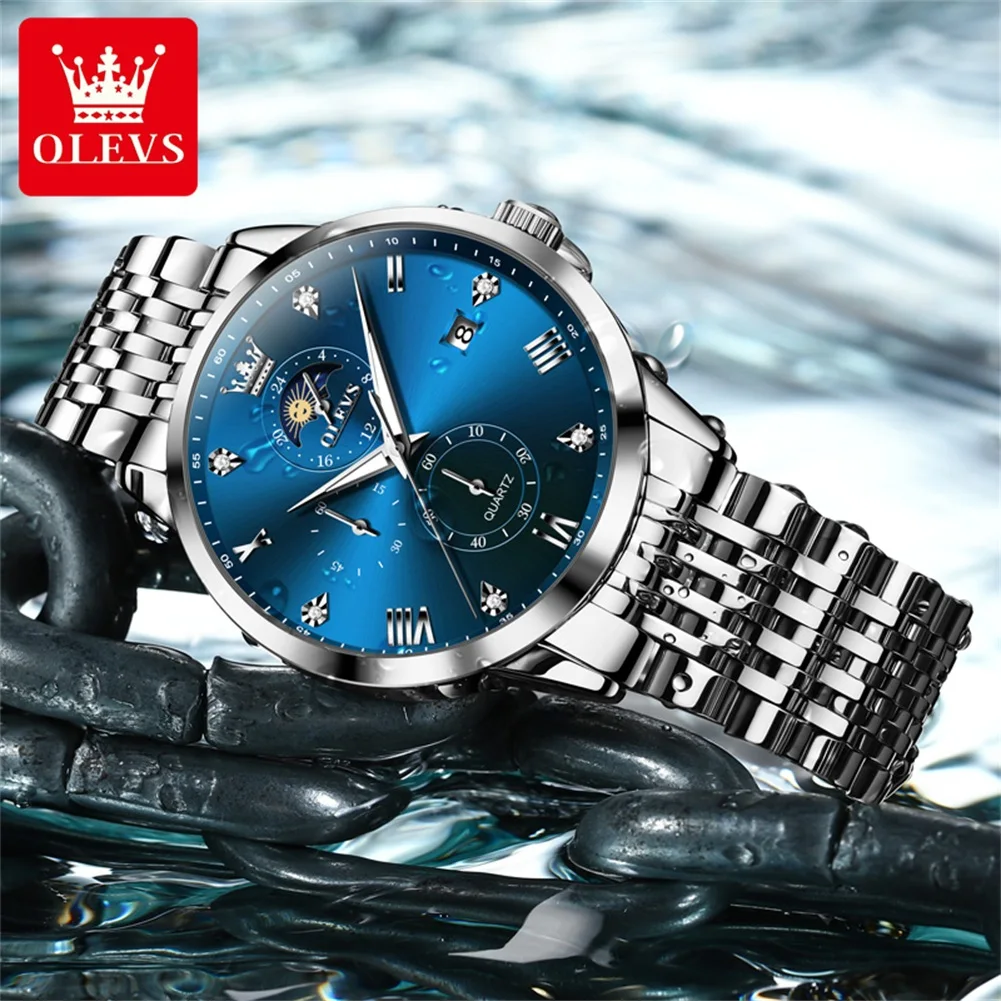 OLEVS Brand Watch Hot Selling Multifunctional Timing Three Eye Quartz Watch Waterproof Men's Watch 2925