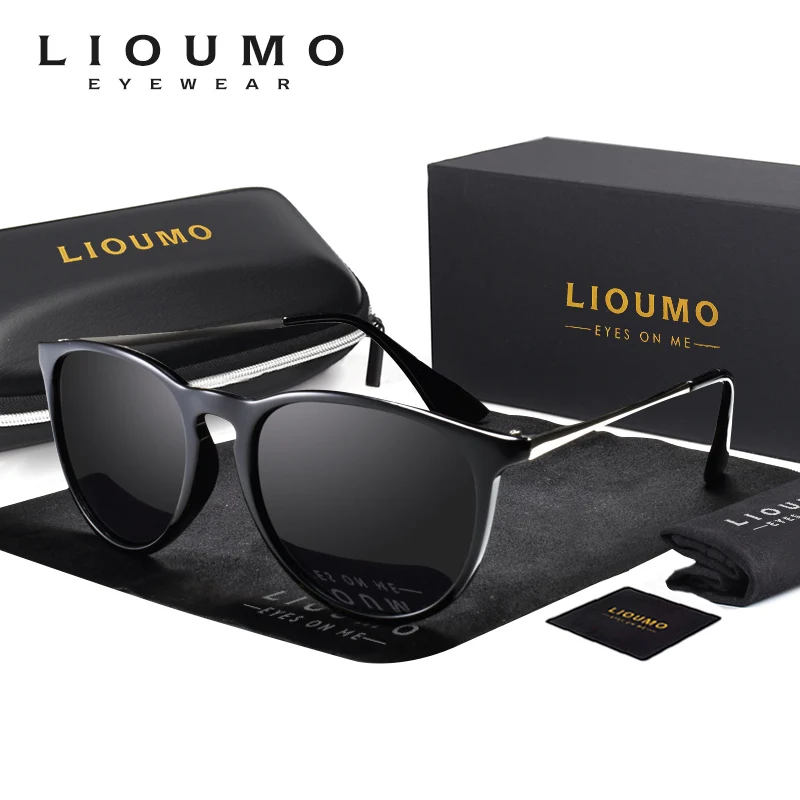 

LIOUMO Retro Cat Eye Sunglasses Women Polarized Glasses Men Luxury Round Eyewear Mirror Silver Anti-Glare gafas de sol mujer