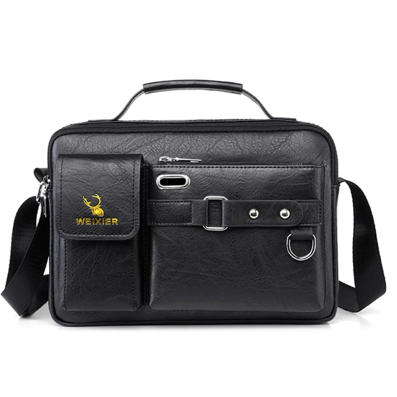 Bolsa Crossbody de couro PU para homens Bolsa de ombro vintage Bolsa de viagem portátil masculina Bolsa multifuncional Bolsa de negócios