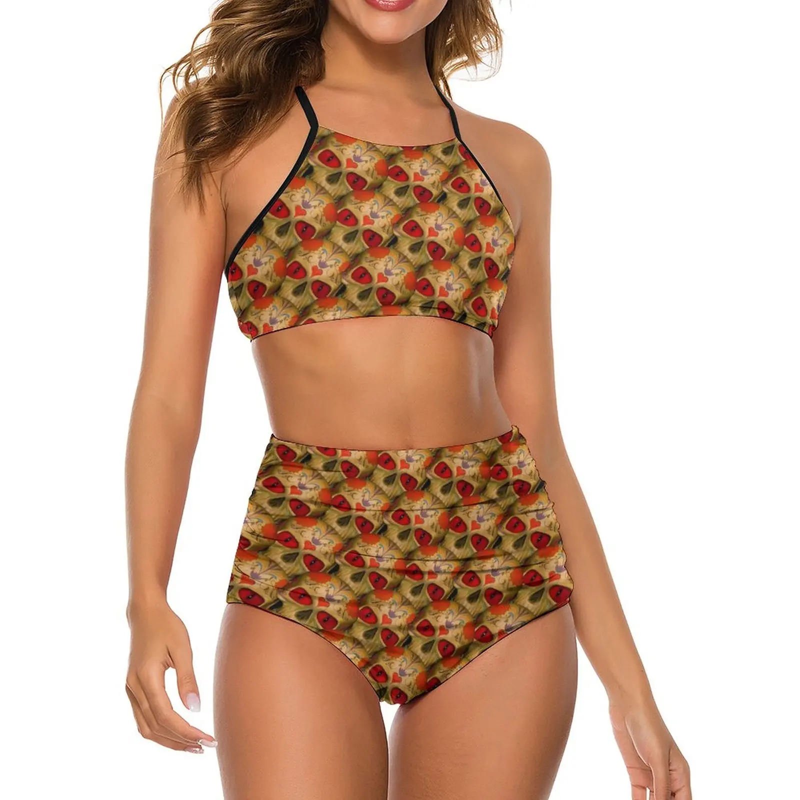 

Sugar Skull Bikini Swimsuit Zombie Dead High Waist Swimwear Female Sexy Trendy Bikinis Set Push Up Pattern Beachwear