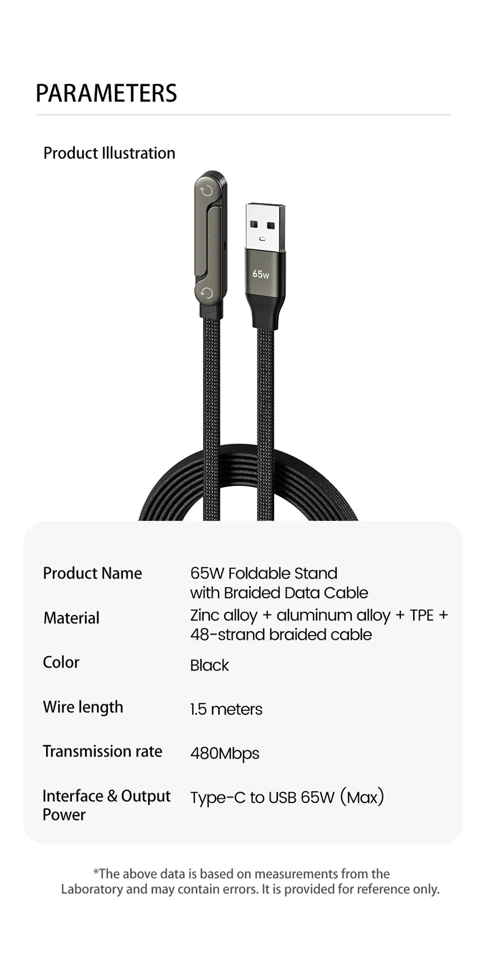 2-in-1 PD 240W Ladekabel mit integriertem Telefonständer, USB-C-auf-C-Schnelllade-Datenkabel für iPhone 17, faltbare Halterung, Typ-C-Kabel – Detail 8