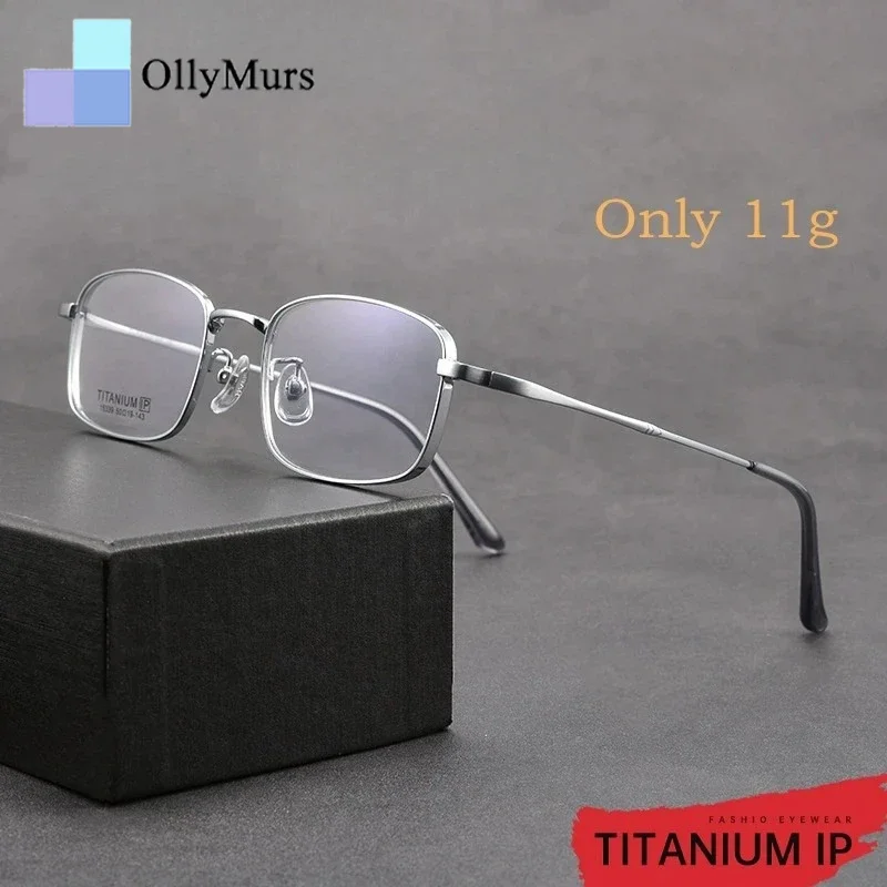 

OLLYMURS Новые сверхлегкие деловые квадратные очки в стиле ретро из чистого титана, роскошная оптическая оправа для очков по рецепту, мужская X15339T