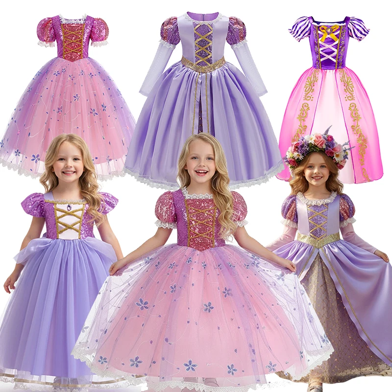 ديزني الأميرة رابونزيل للفتيات زي فيلم متشابكة الاطفال تأثيري كرنفال حفلة فستان عيد الميلاد عيد الميلاد 2-10Yrs #1