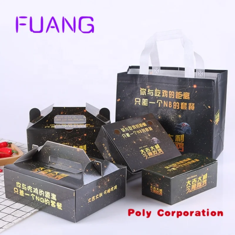 Custom  Custom pattern Disposable takeaway portable paper lunch box paper Portable Fast Food food boxes takeaway packaging