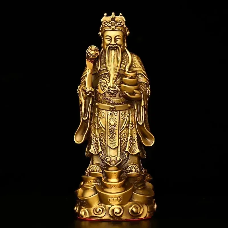 Feng shui lucky Copper God of Wealth Ornaments Yuan Bao Ru Yi Home Office Desk Decor Buddha Sculptures