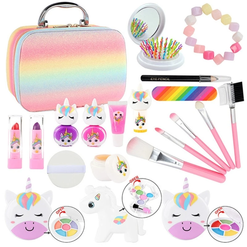 Echtes Make-up-Set für Mädchen, waschbar, Prinzessinnen-Spiel-Make-up-Set, Kinderspielzeug, ungiftiges Spielzeug