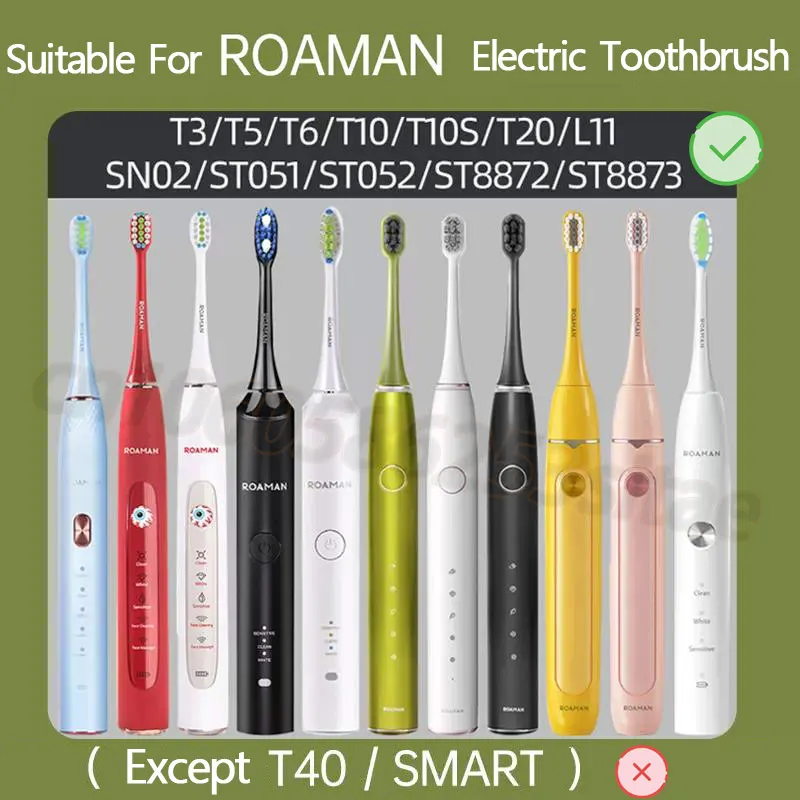 ROAMAN têtes de brosse à dents de rechange pour T3/T5/T10/T10S/T20/E7/V5 têtes de brosse à dents électrique buses DuPont souples têtes de brosse