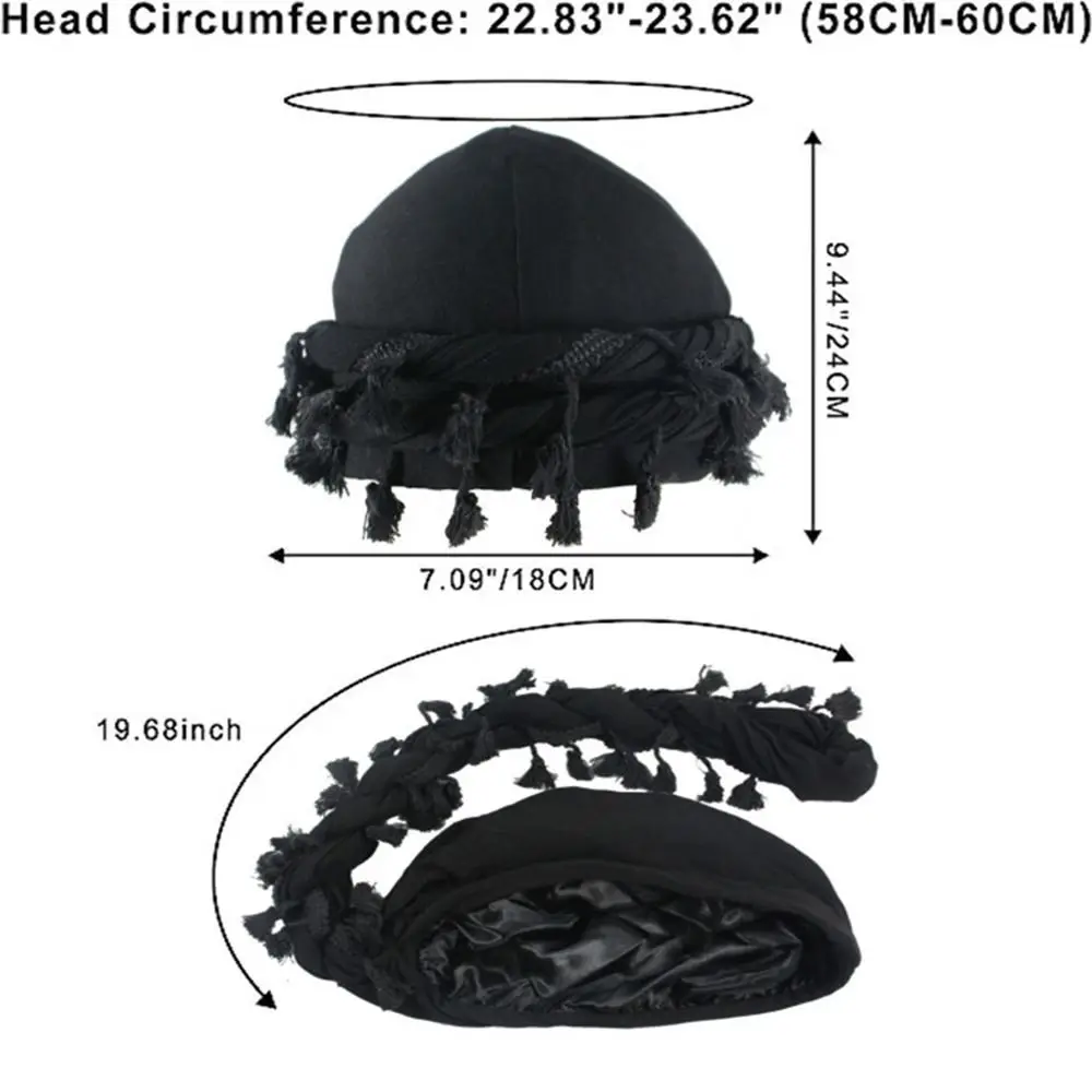 Turban Durag for Men Unisex Satin Silk Lined Elastic Turban Head Wrap Head Scarf