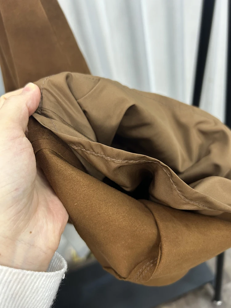 Retro 2025 Leather Ankle-Length Pants Women Elastic Waist Suede Sheepskin Wide Leg Length Straight Cylinder Trousers Black brown