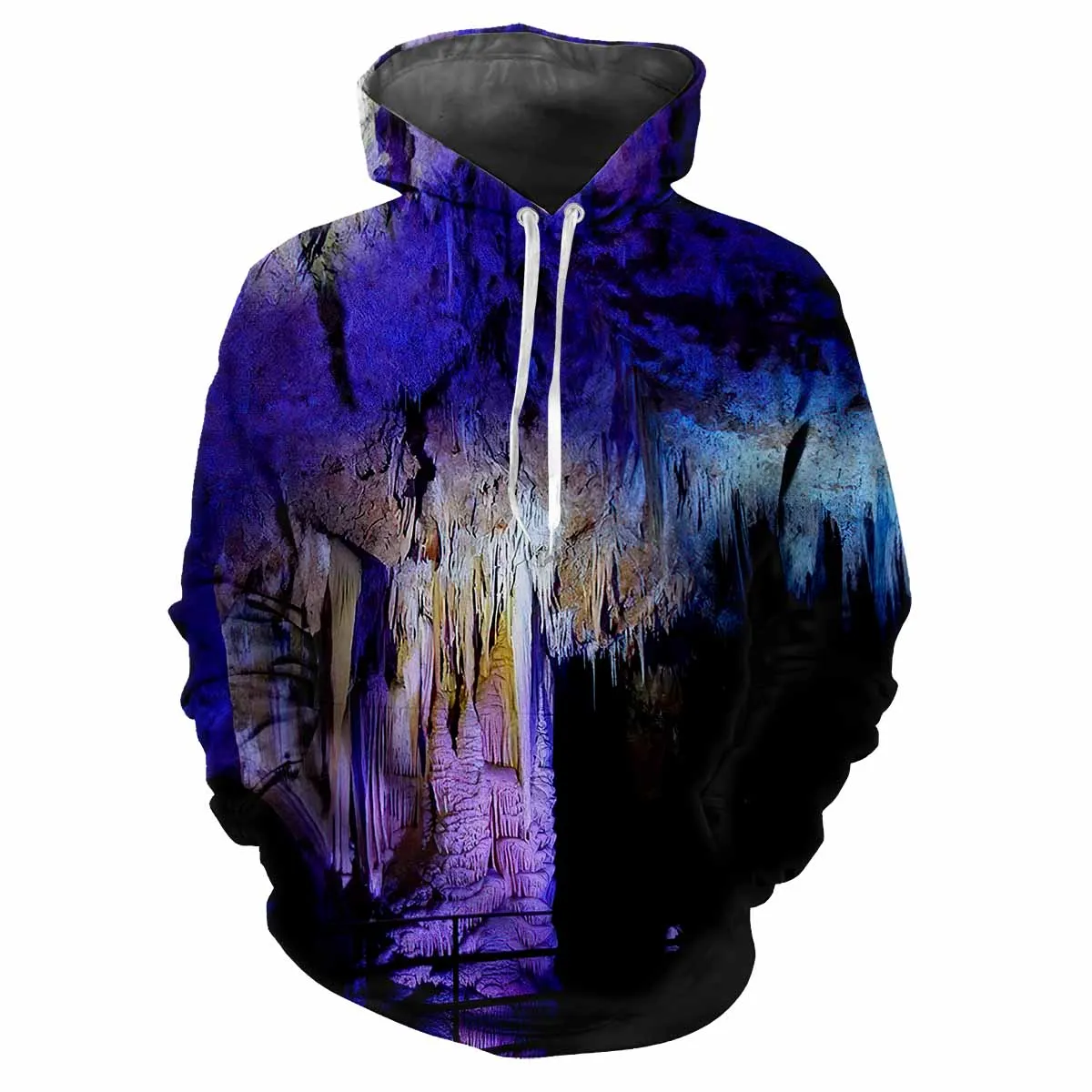 Trendy men's Hoodie Printed Pigment  Patterns Digital Printing Casual Long Sleeved Hooded Thick Fabric Tops