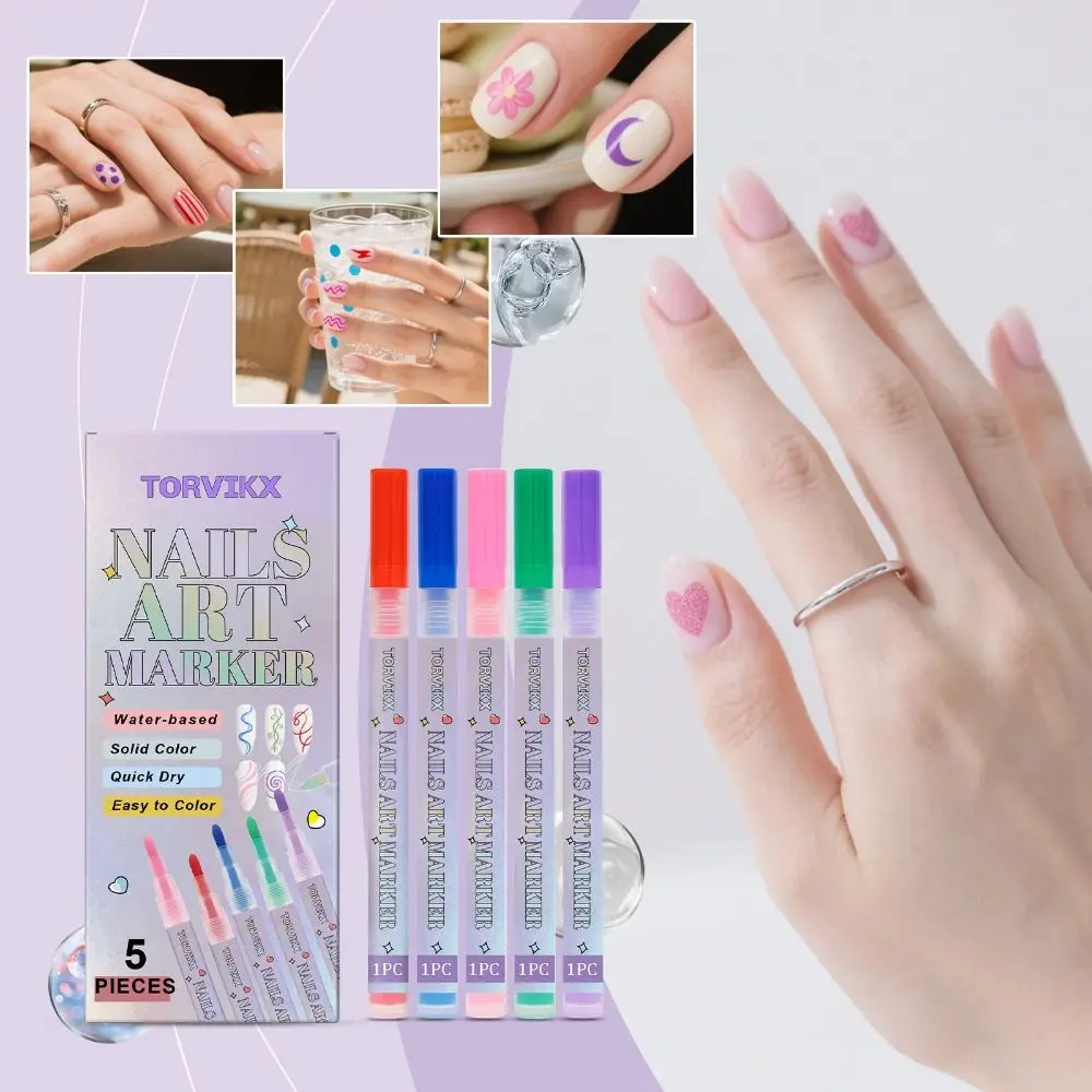 

Long Lasting 5 Colors Nail Art Marker Waterproof DIY Decoration Acrylic Nail Art Pens Quick Dry Nail Polish Pens Nail Art DIY