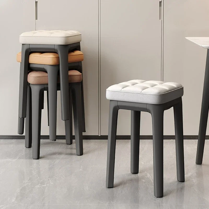 Dining chairs, thickened soft bags, square stools, living rooms, dining rooms, stackable low stools, shoe changing stools at the