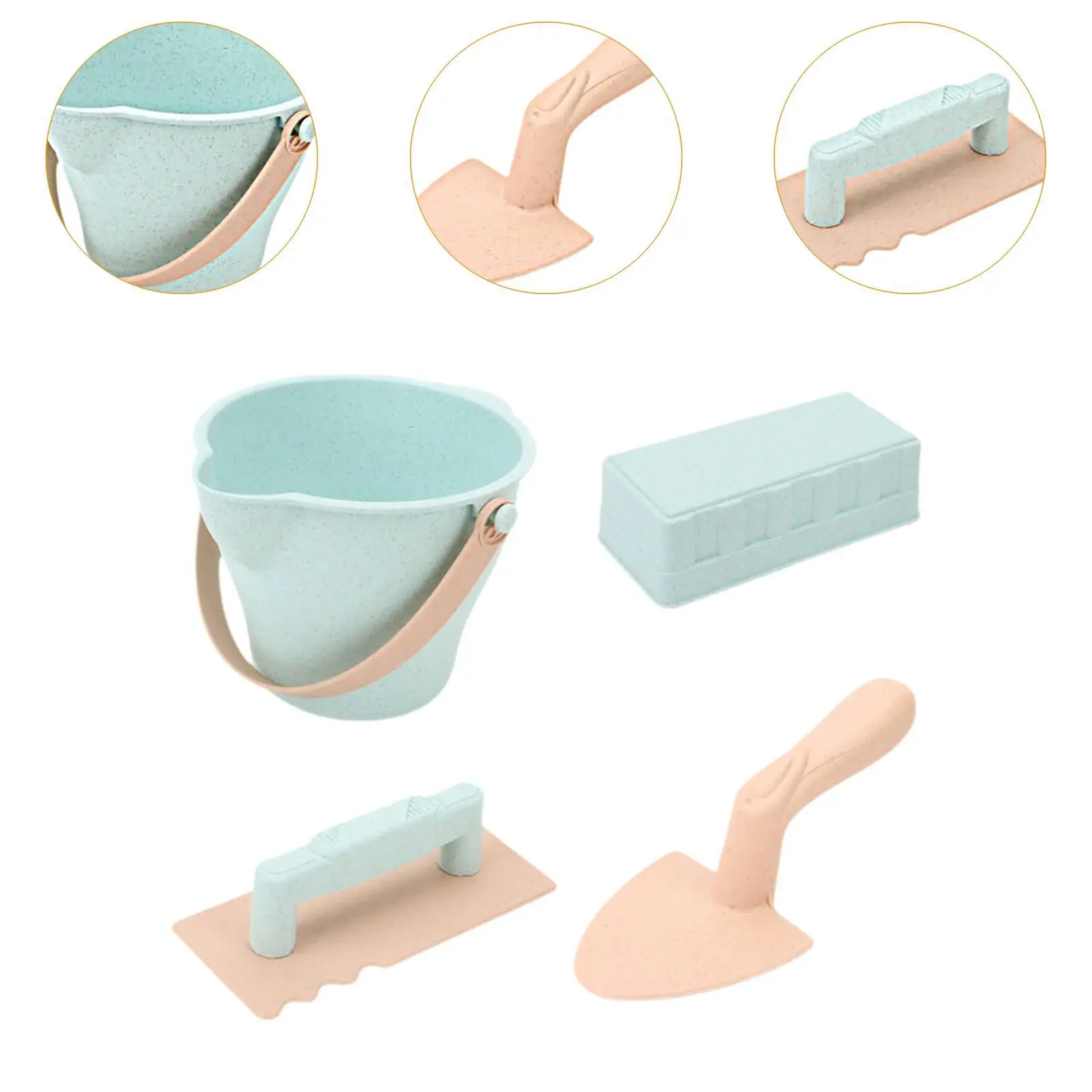 4Pcs Beach Toys Set Snow Toys Outdoor Games Digging Tools Snow Brick Toy Set Beach Bucket and Spade for Kids Boys Girls Gifts