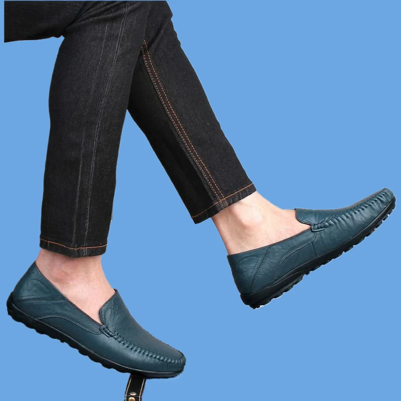

Luxury Brand Formal Mens Loafers Moccasins Italian Breathable Slip on Male Boat Shoes Plus Size Genuine Leather Men Casual