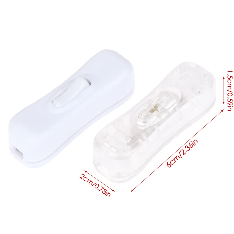 Conector do interruptor do cabo de alimentação AC, On-line e Off Botão, Branco, Preto, Transparente, 220V, Lâmpada LED, Halfway Rocker, 1Pc