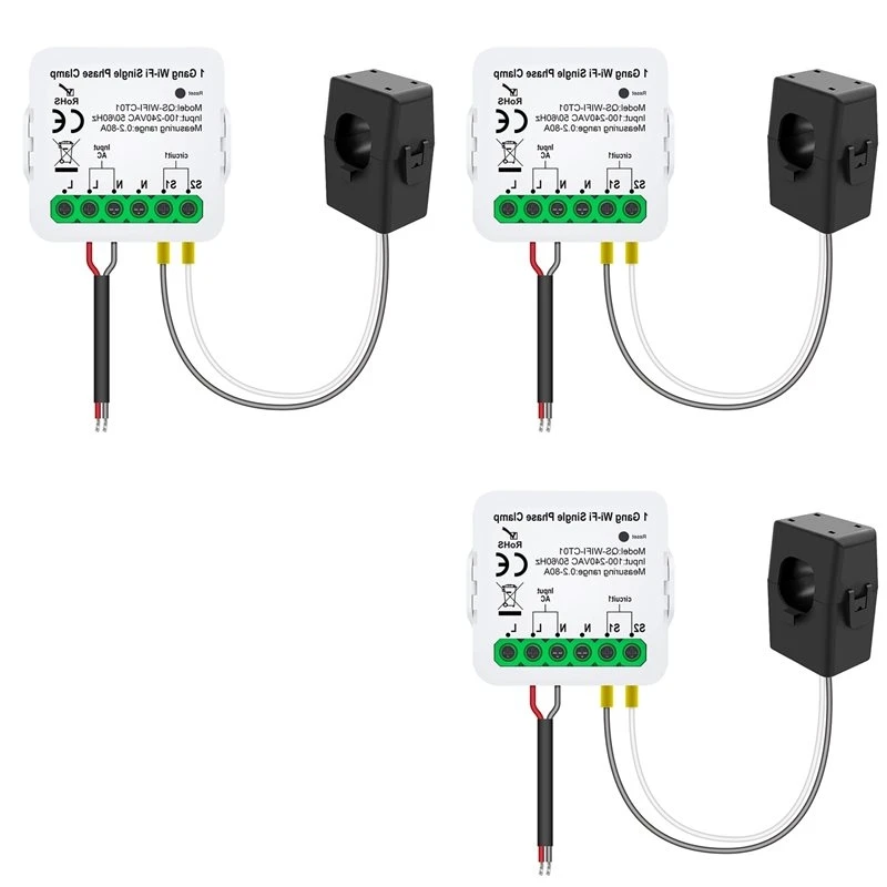 ABJF-3X Smart Life WIFI Energy Meter Current Sensor Statistician For Electrical Lighting Solar KWH Monitor 100-240V 1CT
