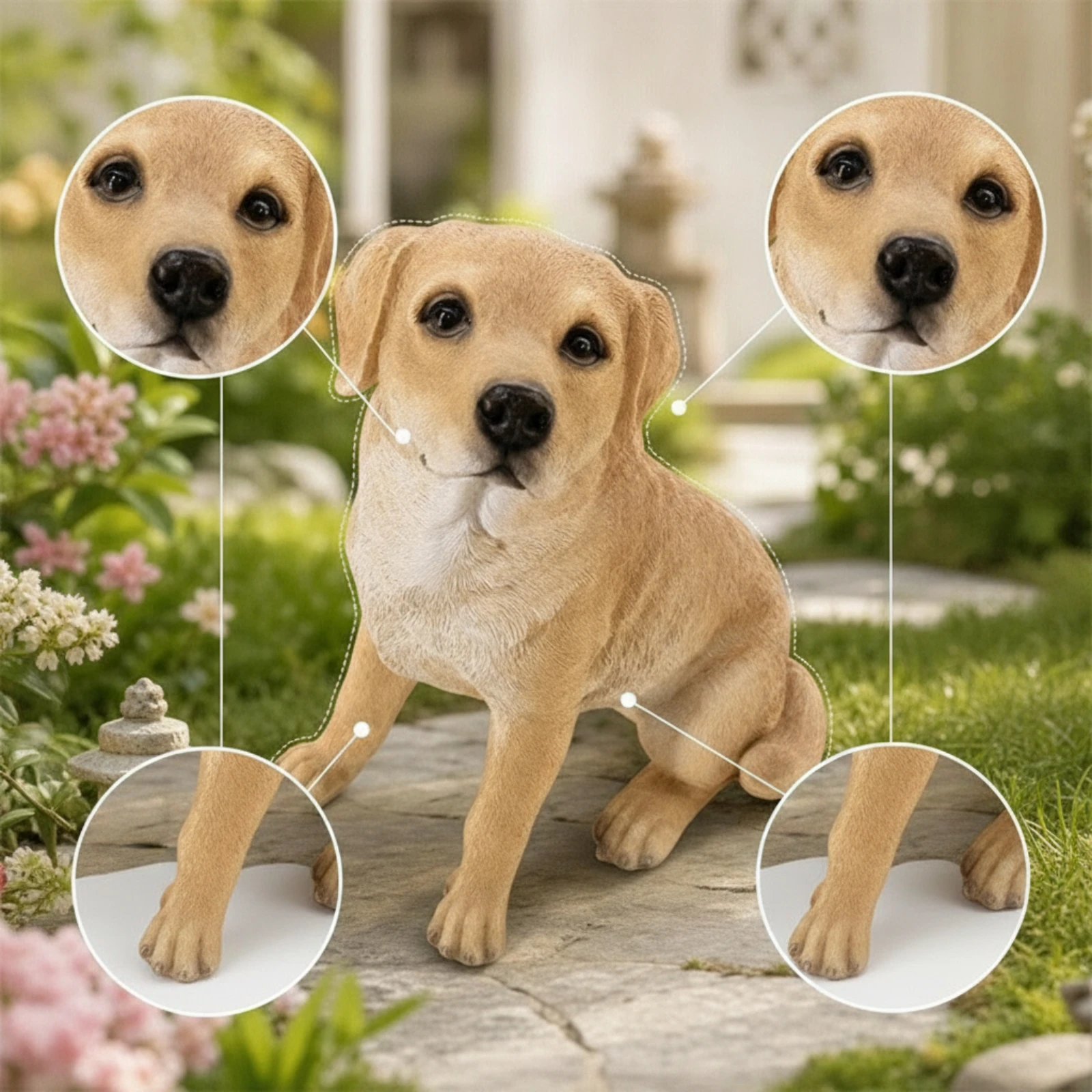 Sitting Dog Figurine Weather-Resistant Sitting Dog Statue Sculpture indoor/outdoor Sturdy for Gardeners, Garden, Home Decor