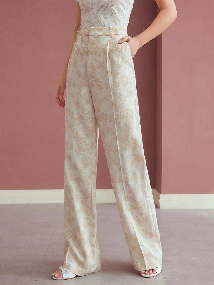 Pantalon ample décontracté imprimé irrégulier pour femmes, avec poches, élégant, Style bureau d'affaires, disponible toutes saisons