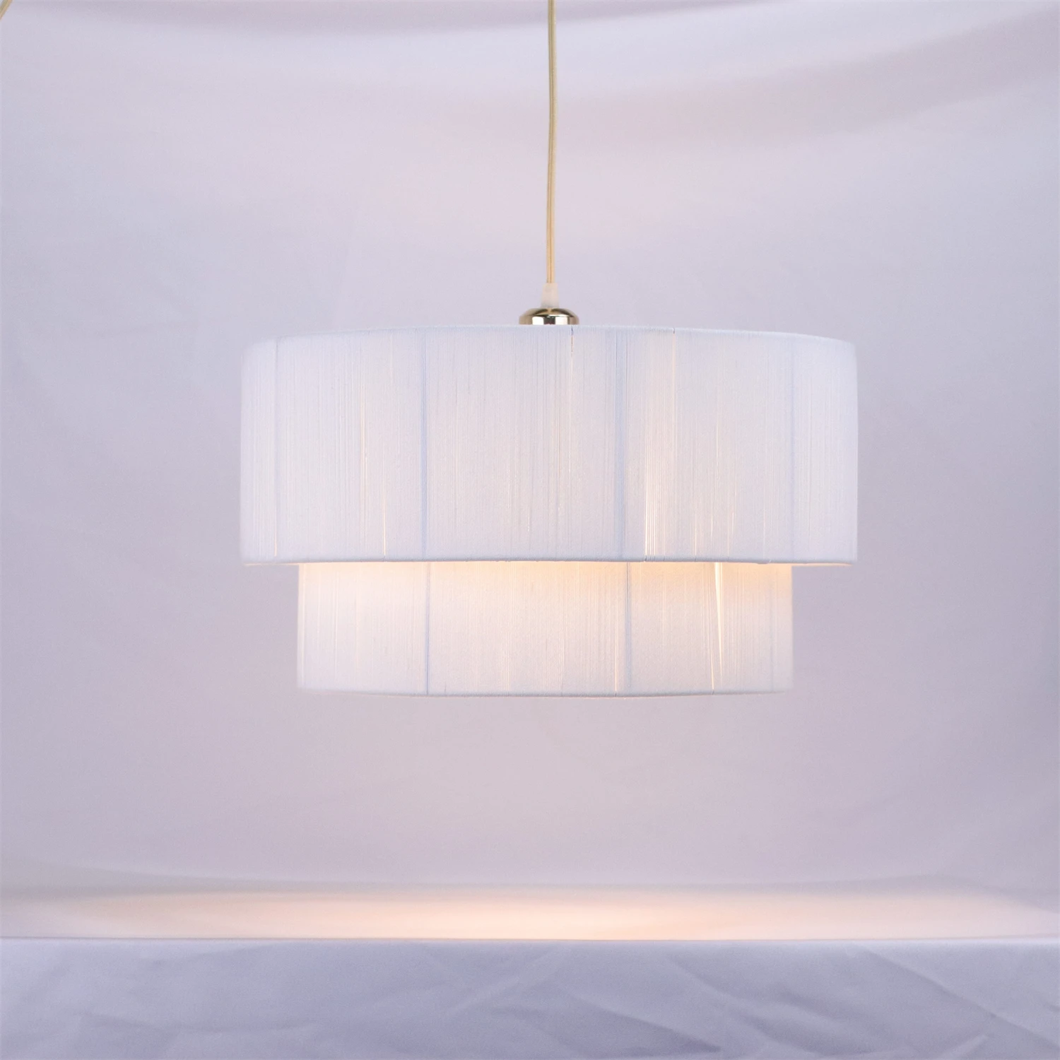 

JOYINLED Boho Chandelier Light Fixture, Coastal E27 Hemp Rope Hanging Pendant Lamp, 2-Tiered Farmhouse Ceiling Lighting Fixture