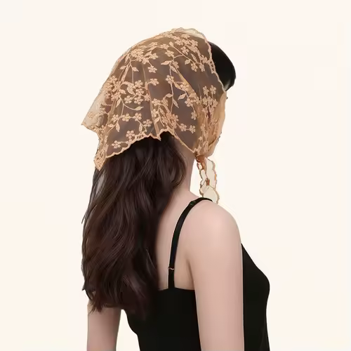 Elegant Lace Scarf Hollow Out Embroidery Foulard Bandana Solid Color Triangular Scarf Thin Vintage HandkerChiefs for Hair Woman - Image 38