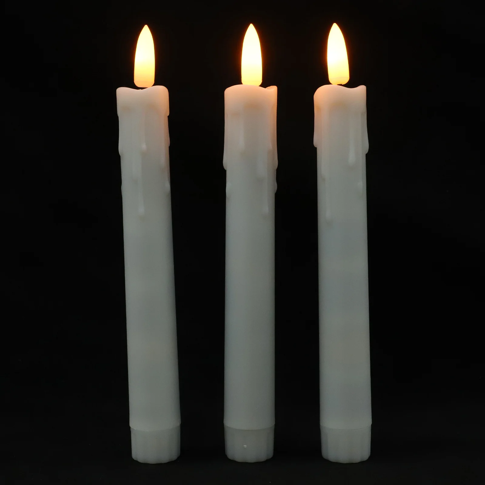 6 قطع من الشموع المستدقة التي تعمل وامضة عديمة اللهب لتزيين طاولة النافذة المركزية في عطلة الزفاف