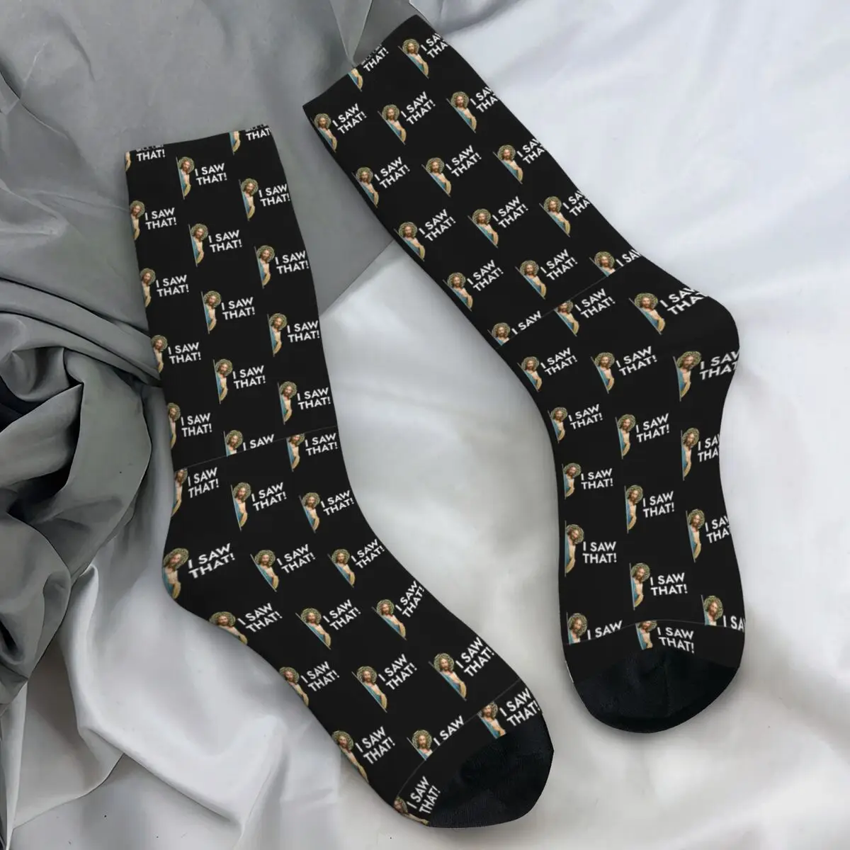 

Jesus Christ I Saw That Socks Harajuku Stockings Winter Anti Sweat Women Men Socks High Quality Graphic Skateboard Socks