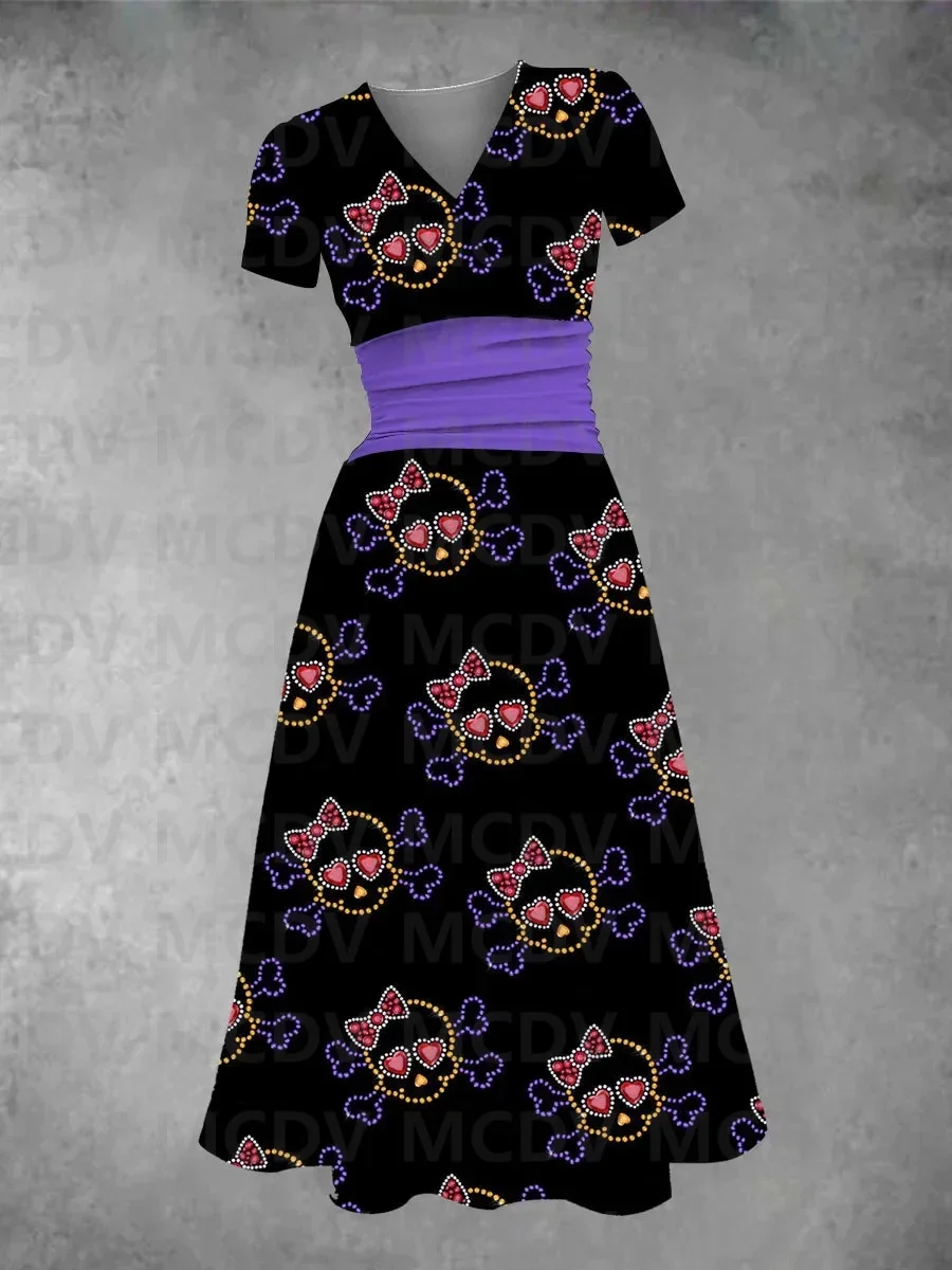 Vestido Midi con estampado colorido de San Valentín para mujer, vestido Sexy con cuello en V, vestidos femeninos con estampado 3D