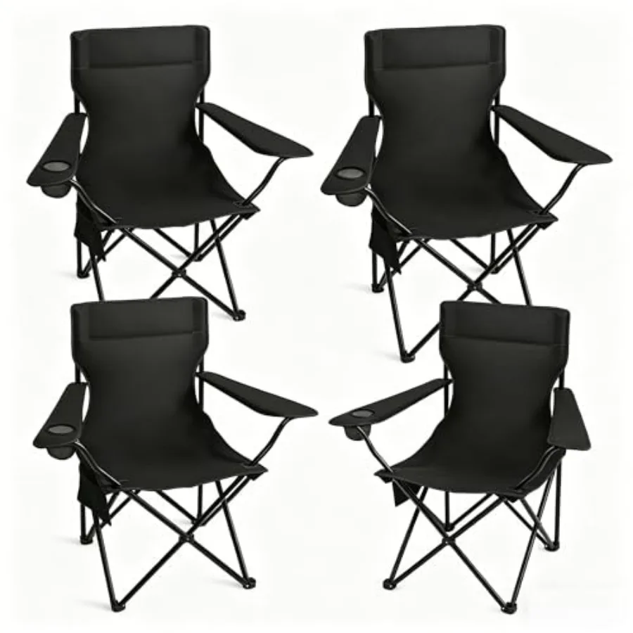 

Portable Camping Chair 4 Pack Folding Outdoor Chair with Cup Holder and Side Pocket for Camping Hiking Picnic Beach