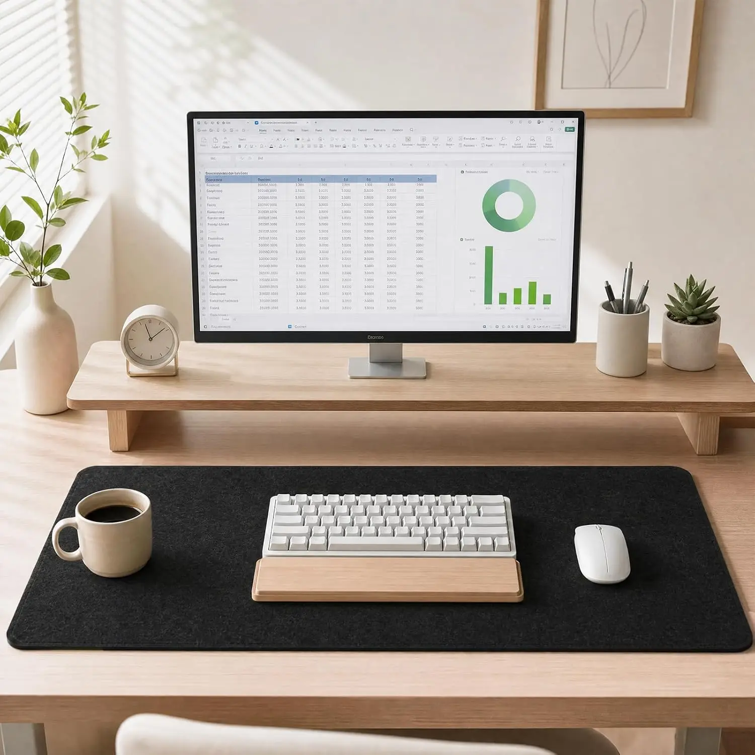 Large Felt Desk Mat for Keyboard and Mouse，Computer Desk Pad Protector
