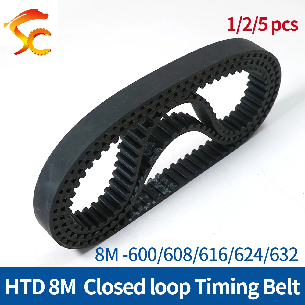 

HTD 8M Timing Belt C=600/608/616/624/632 width 20/25/30/40mm Teeth 75 76 77 78 79 8M Rubber Closed loop belt