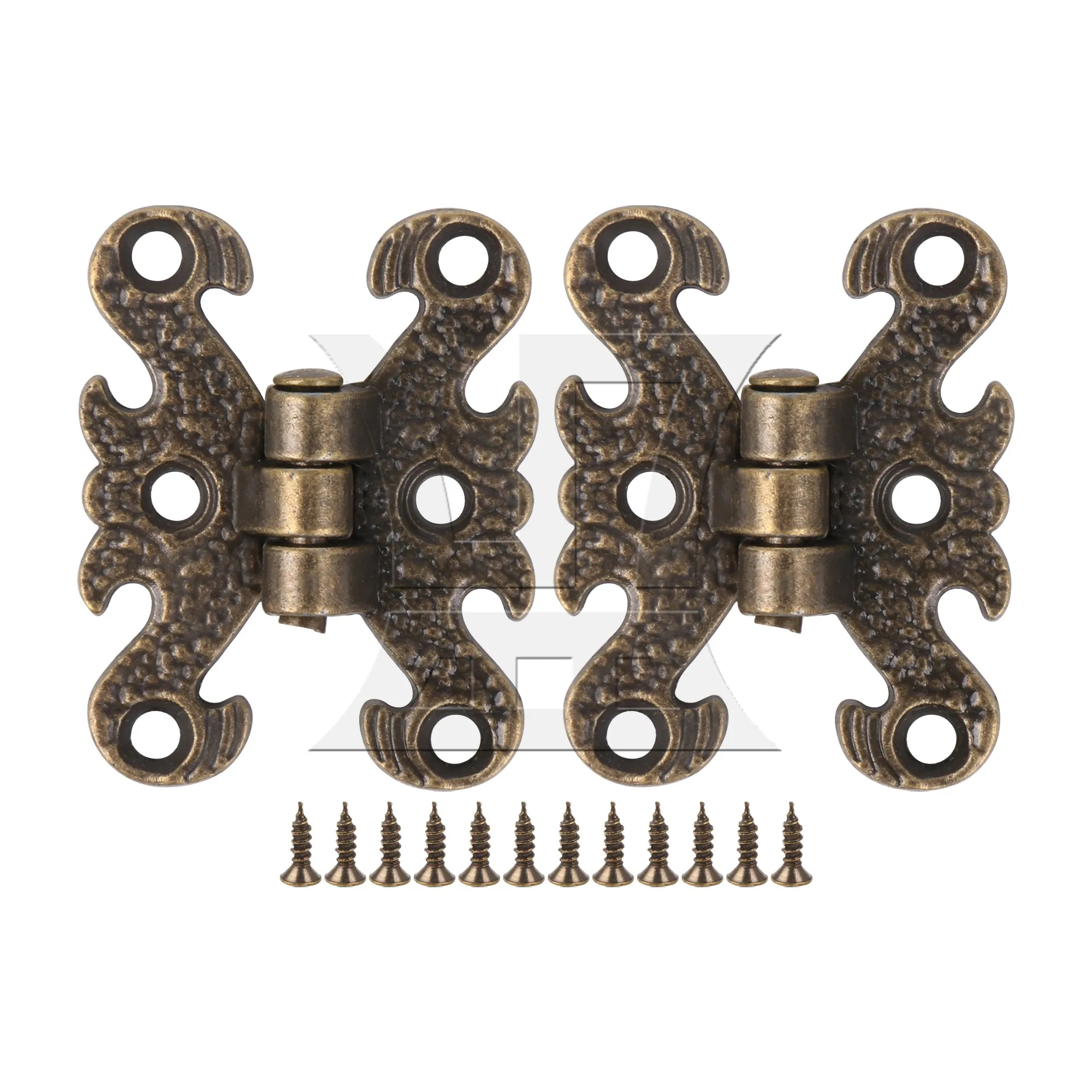 BQLZR 2 Pcs Vintage H-Shape Hinges w/ Screws for Office Decoration 1.57