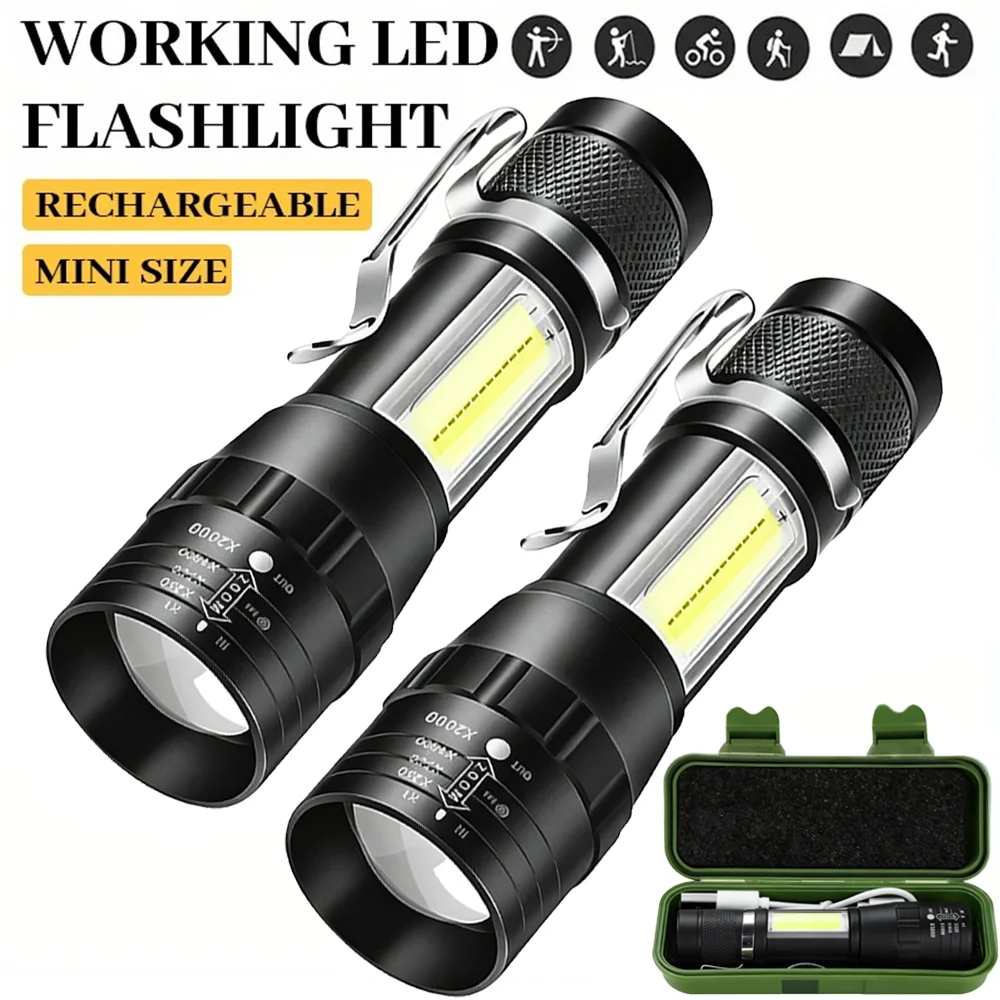 

Мини-светодиодный фонарик COB, USB перезаряжаемый фонарик, мощный масштабируемый светильник, уличный аварийный портативный фонарь, тактический фонарик