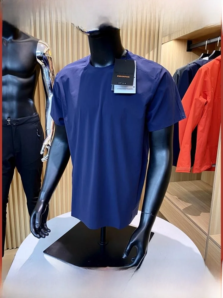 قميص رياضي خارجي قصير الأكمام للرجال عالي الجودة سريع الجفاف وقابل للتنفس للصيف برقبة مستديرة وتصميم رقيق بقصة قياسية #5