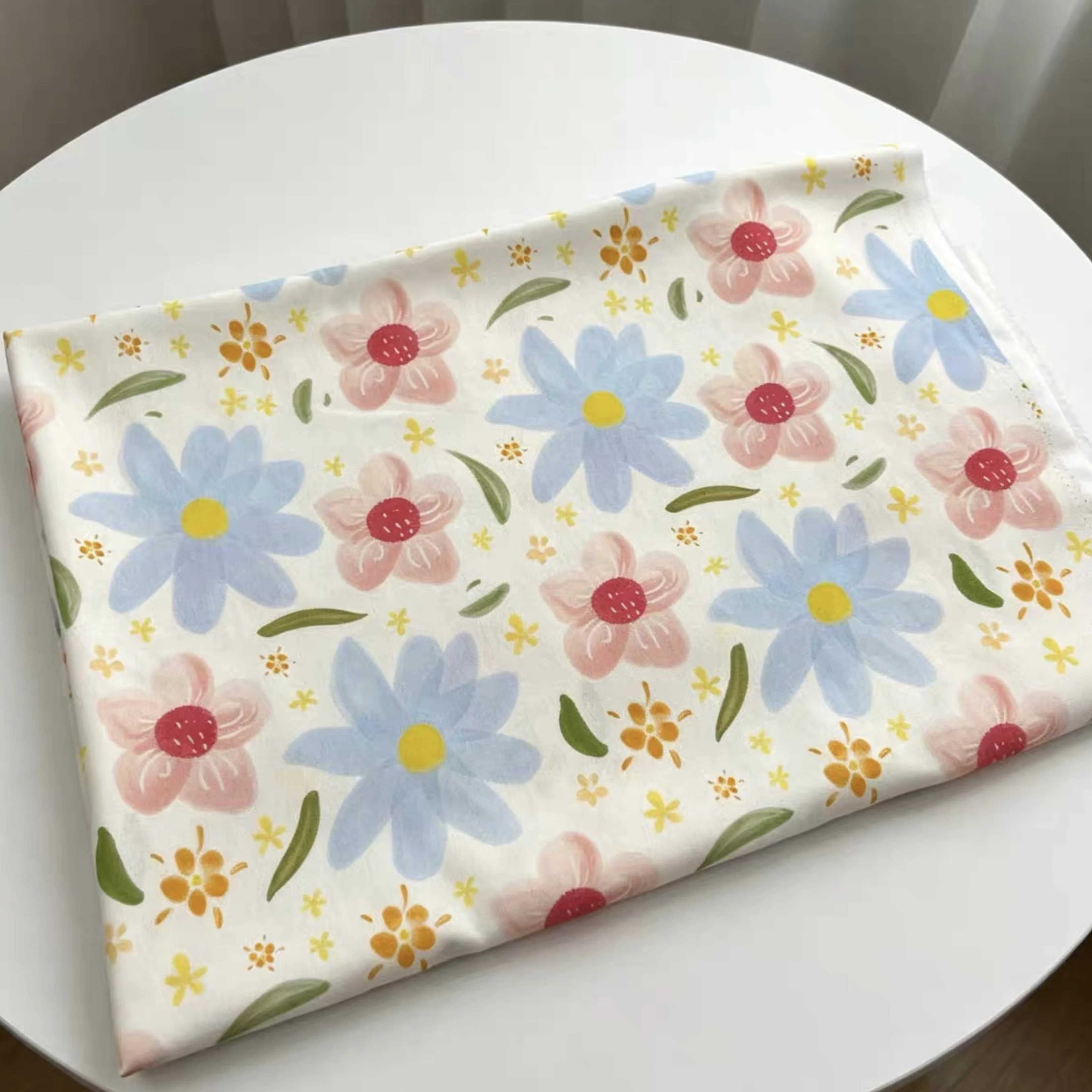 

Pastoral Daisy Flower Printed 100% Cotton Fabric Breathable Summer Cloth For Dress Garment Nightwear Curtain Handmade DIY