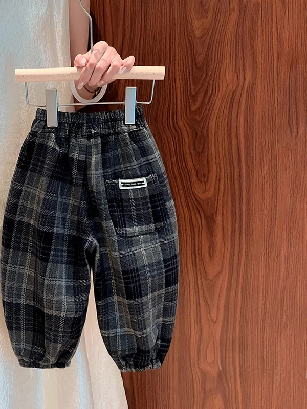 กางเกงขายาวลายสก๊อตเด็กผู้ชาย แบรนด์ Thiened Fce สไตล์เกาหลี แฟชั่นลำลอง ใส่ได้ทุกโอกาส