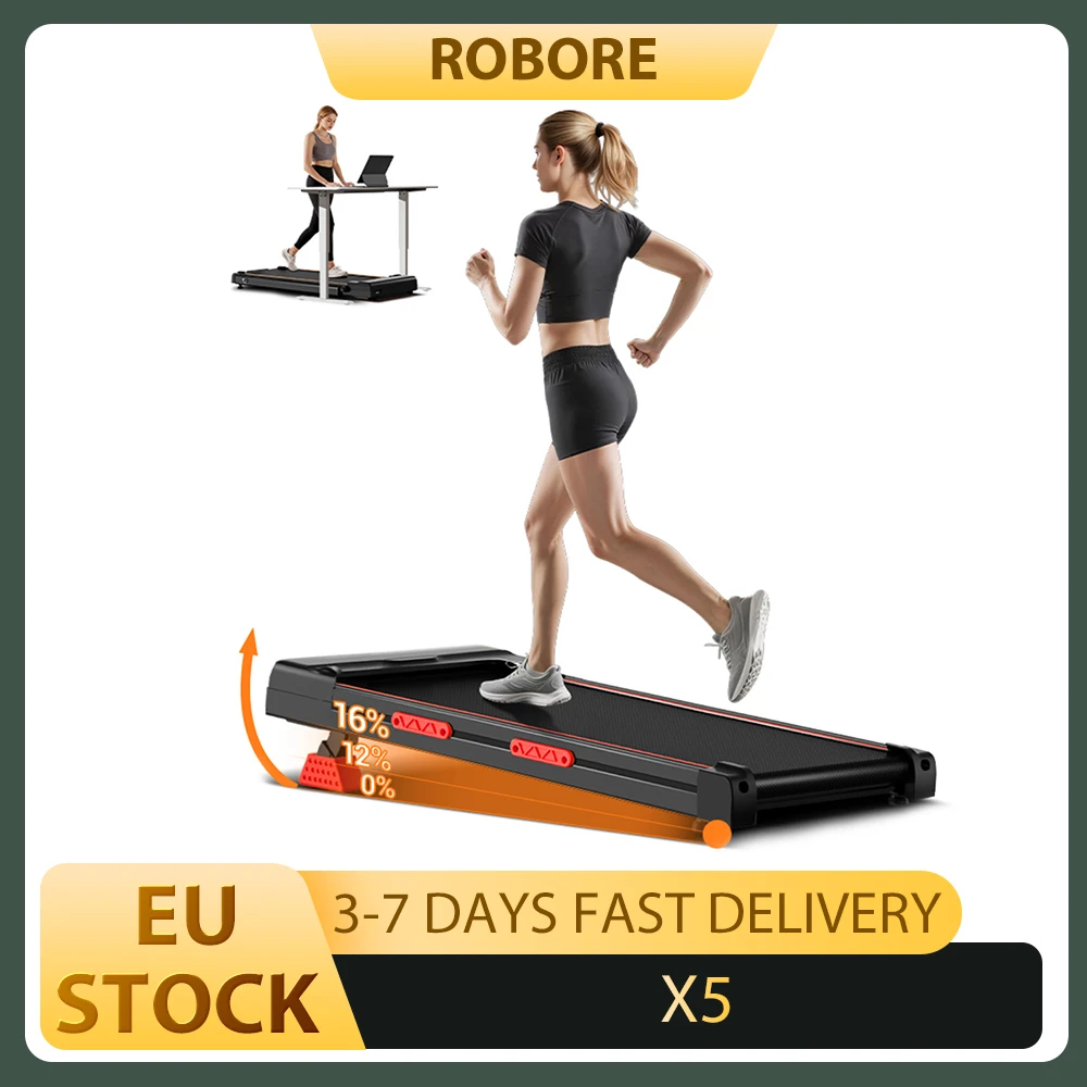 Tappetino da passeggio ROBORE X5 con inclinazione al 16%, tripla assorbimento degli urti, motore brushless silenzioso da 2,5 HP, velocità 10 km/h, tapis roulant sotto la scrivania