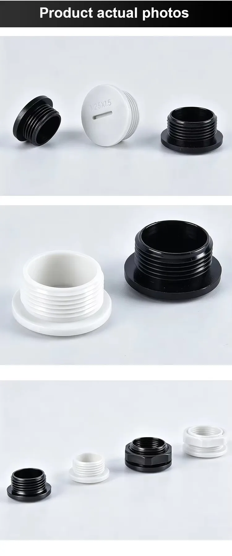 10 stücke M12-M71 Kunststoff Stecker Loch Kappe IP68 Wasserdichte Nylon Gewinde Loch Stecker M20 * 1,5 Schwarz Grau Loch Kappe abdichtung Abdeckung Mit Gummi – Detail 12