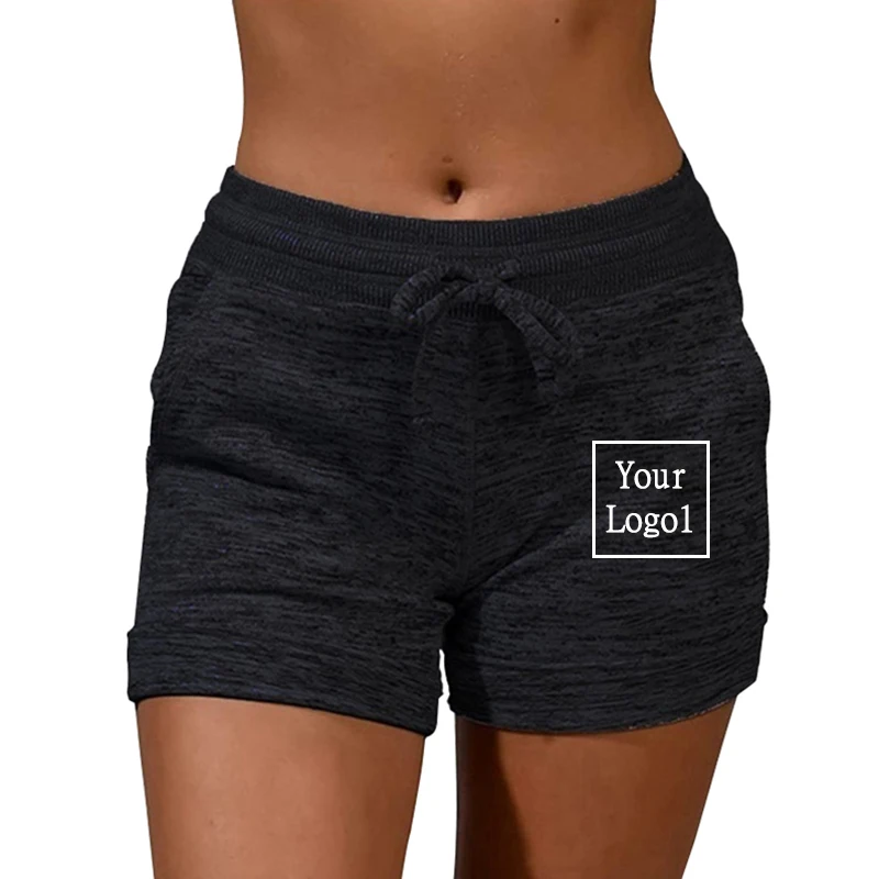 Shorts de ioga com logotipo personalizado para mulheres e meninas, algodão, macio, aconchegante, elástico, magro, patchwork, tamanho