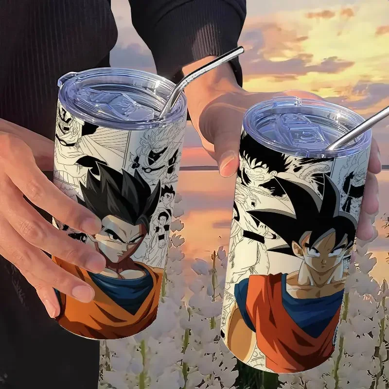 New Goku Dragon Ball Animation Thermos Cup with Straw Handy Cup Coffee Cup Ins High-Looking Portable Stainless Steel Student