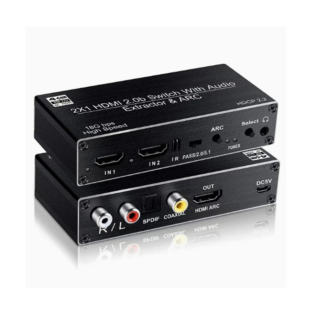 

Коммутатор ZLHRF HDMI, коммутатор 2x1 с аудиоразделителем ARC, 4k120 Гц, коммутатор HDMI2 на 1 выход