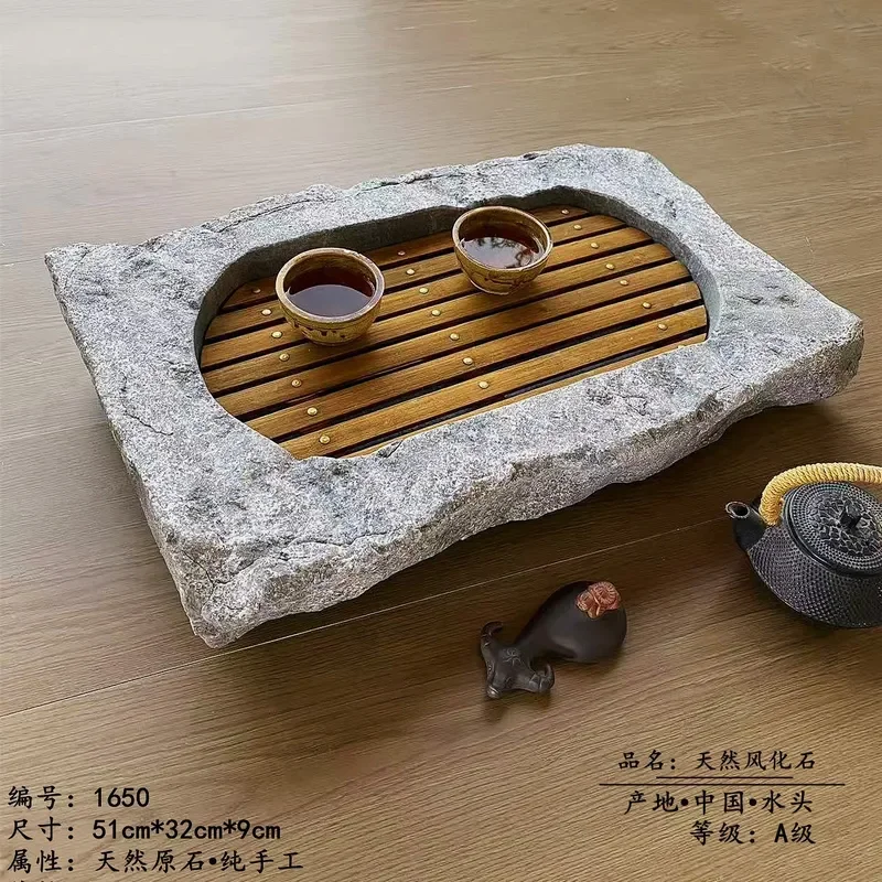 Natural Stone Tea Tray Weathered Creative Shape Drainage Board Simple Tea Table Set Accessory for Living