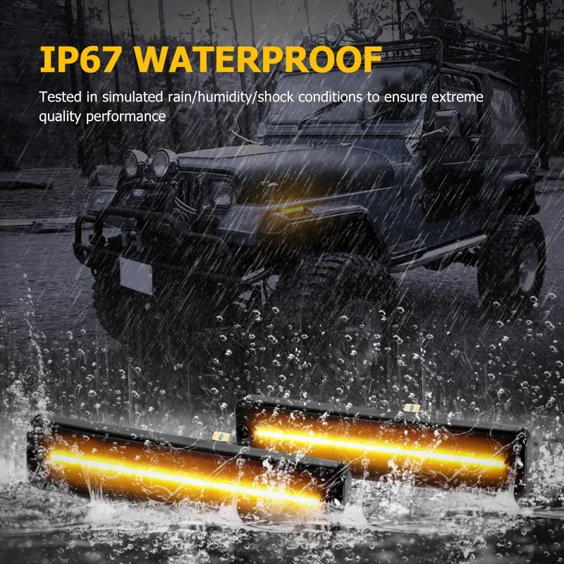 Luci di ingombro laterali a LED ambra luce di ingombro paraurti anteriore a LED fumé per Jeep Wrangler YJ 1987-1995