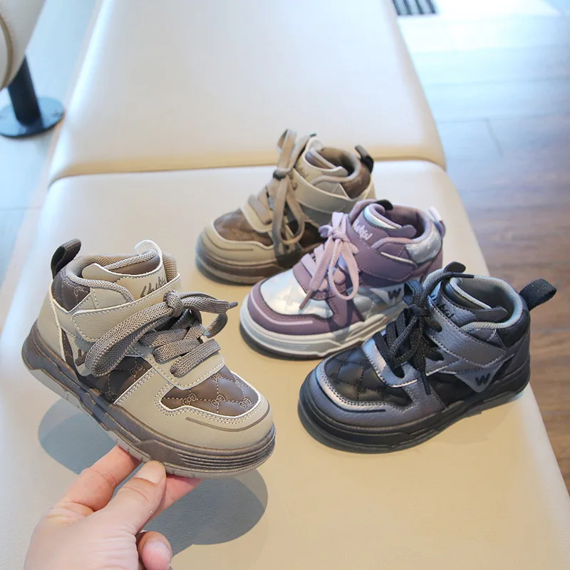 Boy Girl High-top Sneakers All Seasons Breathable Non-slip Soft-soled Casual Shoes Children Lightweight Comfortable Kid Sneakers