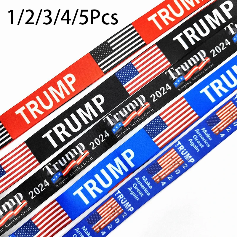 1/2/3/4/5Pcs TRUMP American Flag Logo Lanyards Sports Mobile Phone Keychain Strap ID Card Badge Holder DIY Hang Rope Keyrings