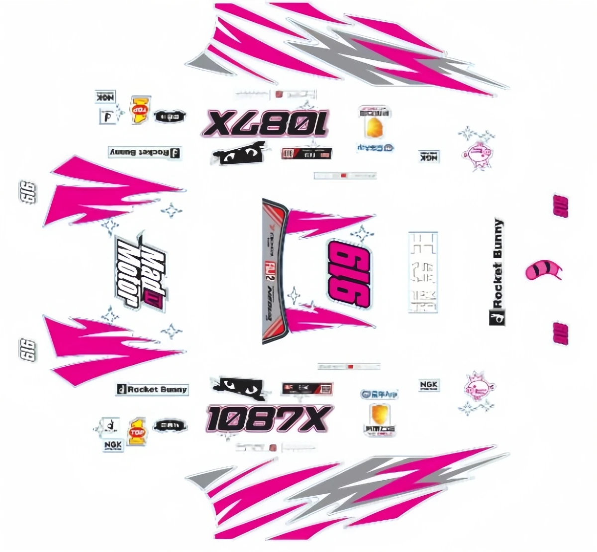 TC963 1/10 GTR R32 1087X Echo Gao Drift Decals Pre-Cut Transparent Stickers