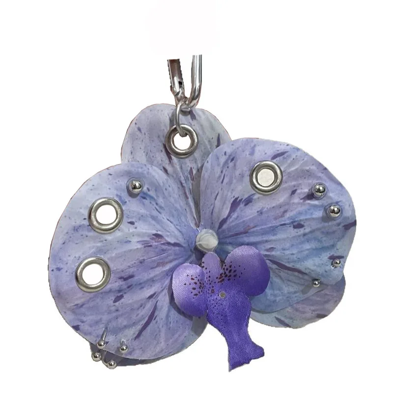 Simulation Flower Orchid Lily Keychain Backpack Decoration Gifts Simulation Flower Keyring Colorful Flower Bag Pendant