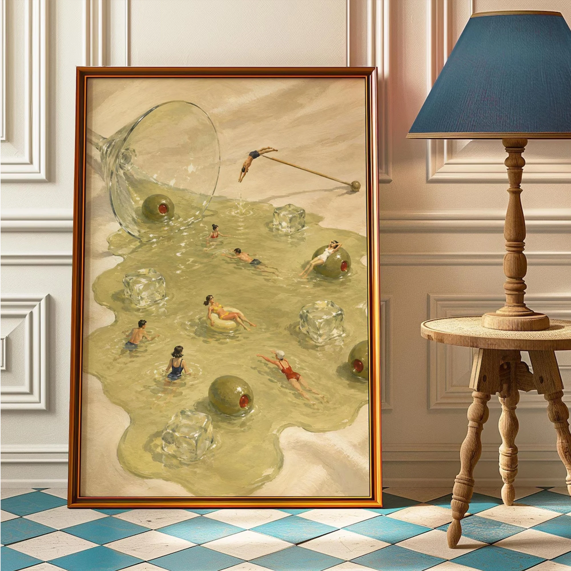 Modern Whimsical Surreal Spilled Drink Wall Art Print Canvas Painting Poster Picture For Kitchen,Living Room Home Decor