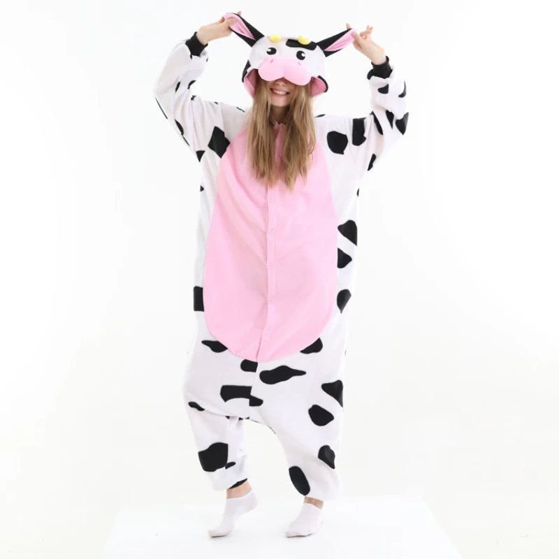 Animal Kigurumis Halloween Costumes Cartoon Onesies Pyjamas For Adults Rabbit Penguin Goat Cat Rhinoceros Cow Raccoon