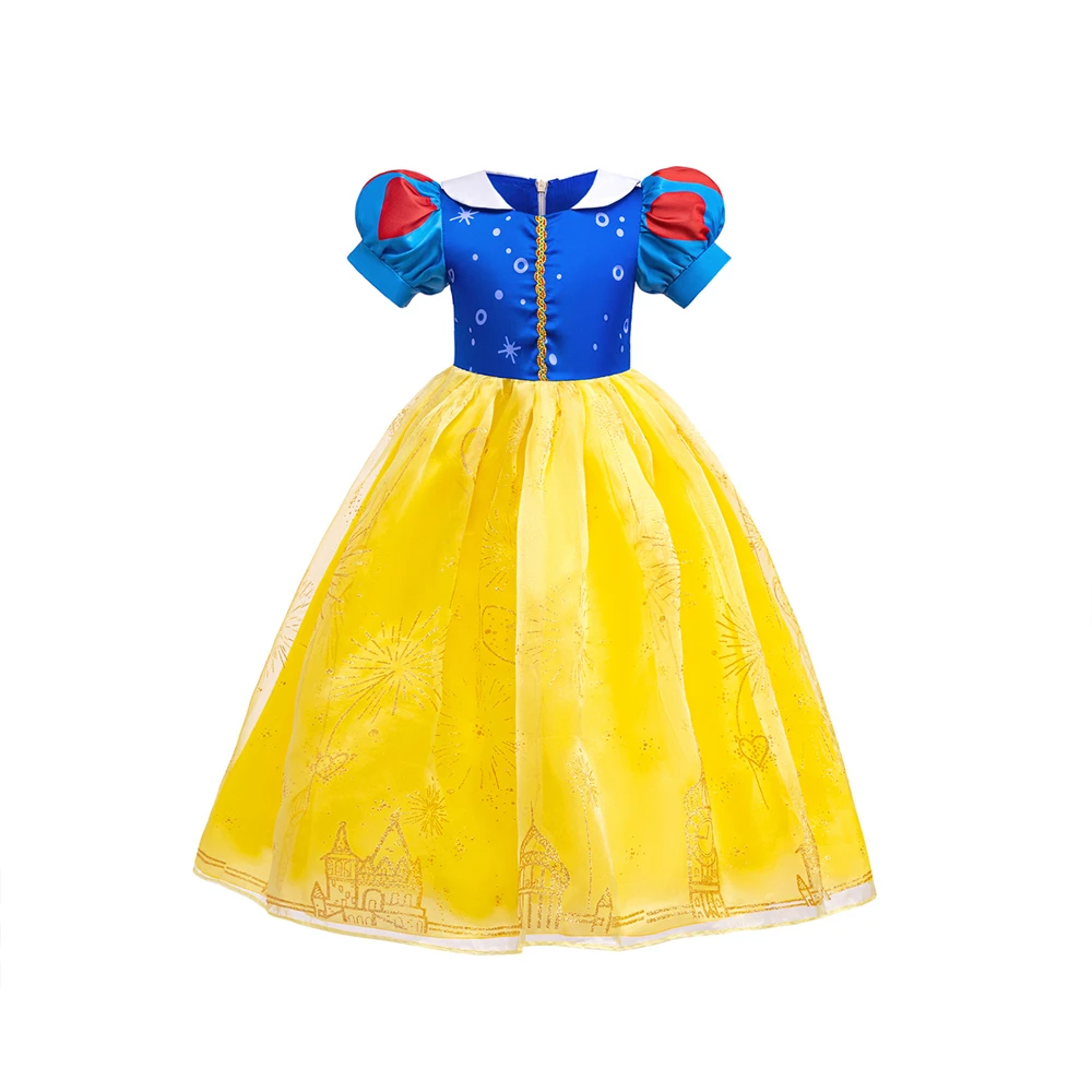 2024 Boutique Girls Snow White Cosplay Costume Festive Carnival Party LED Light Luminous Princess Dress Birthday Long Dresses