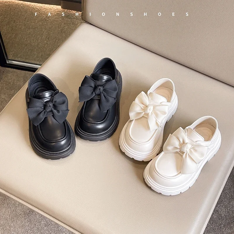 Spring And Autumn Girls' Leather Soft British Style Princess Thick-soled Fashionable Black Mary Jane Shoes for Children